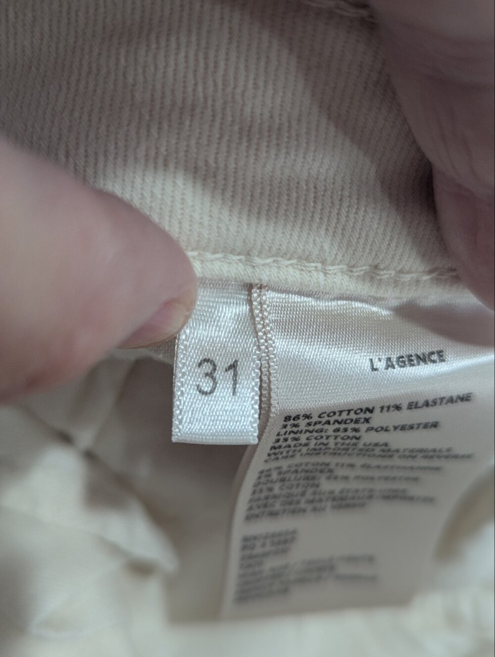 L’Agence Tati Hi Rise Crop Jeans Size 31 French Vanilla Cream Wash *NWOT - Picture 9 of 13